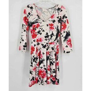 Abercrombie & Fitch Womens S Red White Floral Skater Dress Fit & Flare Stretch